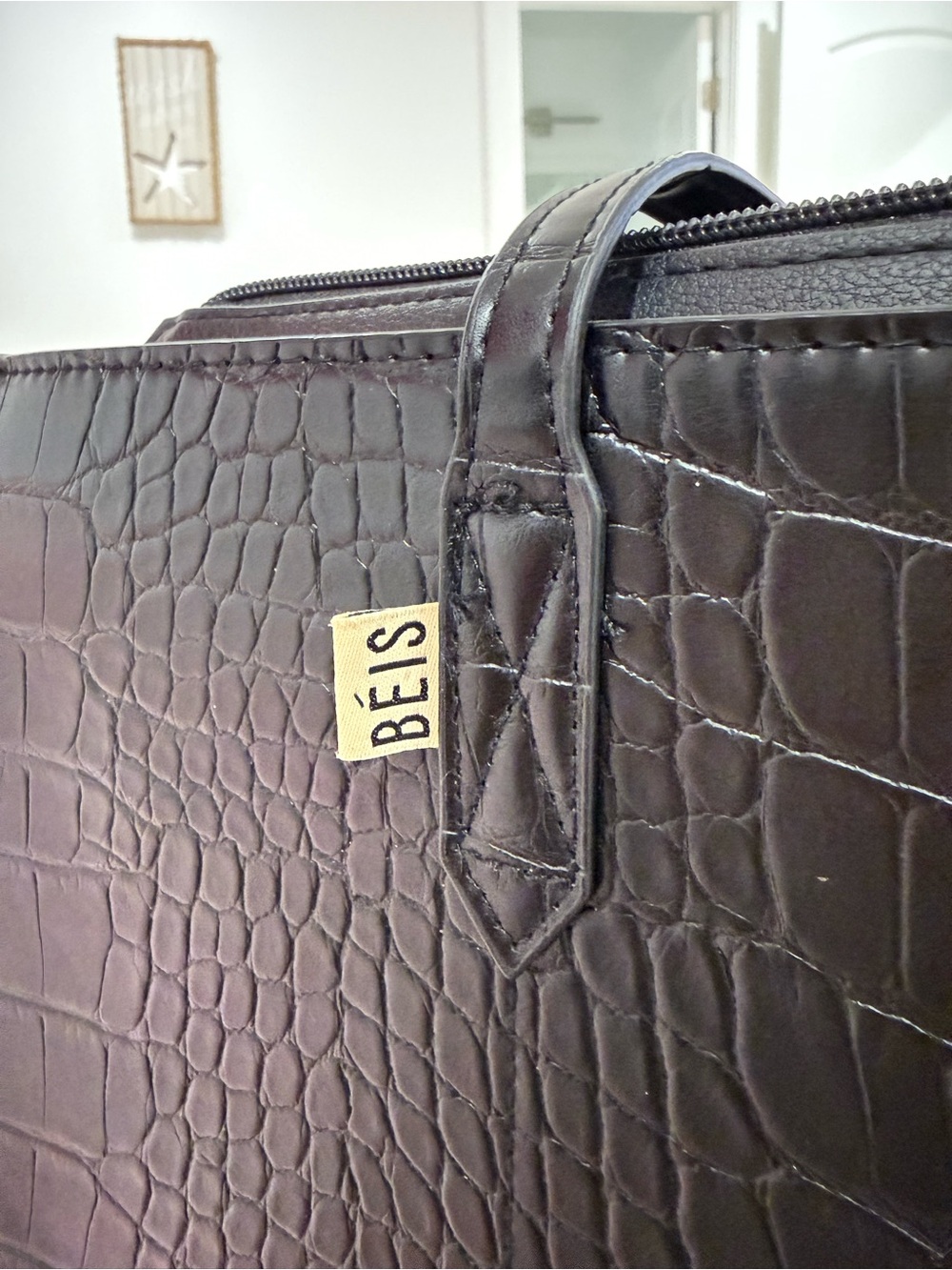 BEIS Black Croc-Embossed Tote - Picture 2 of 16